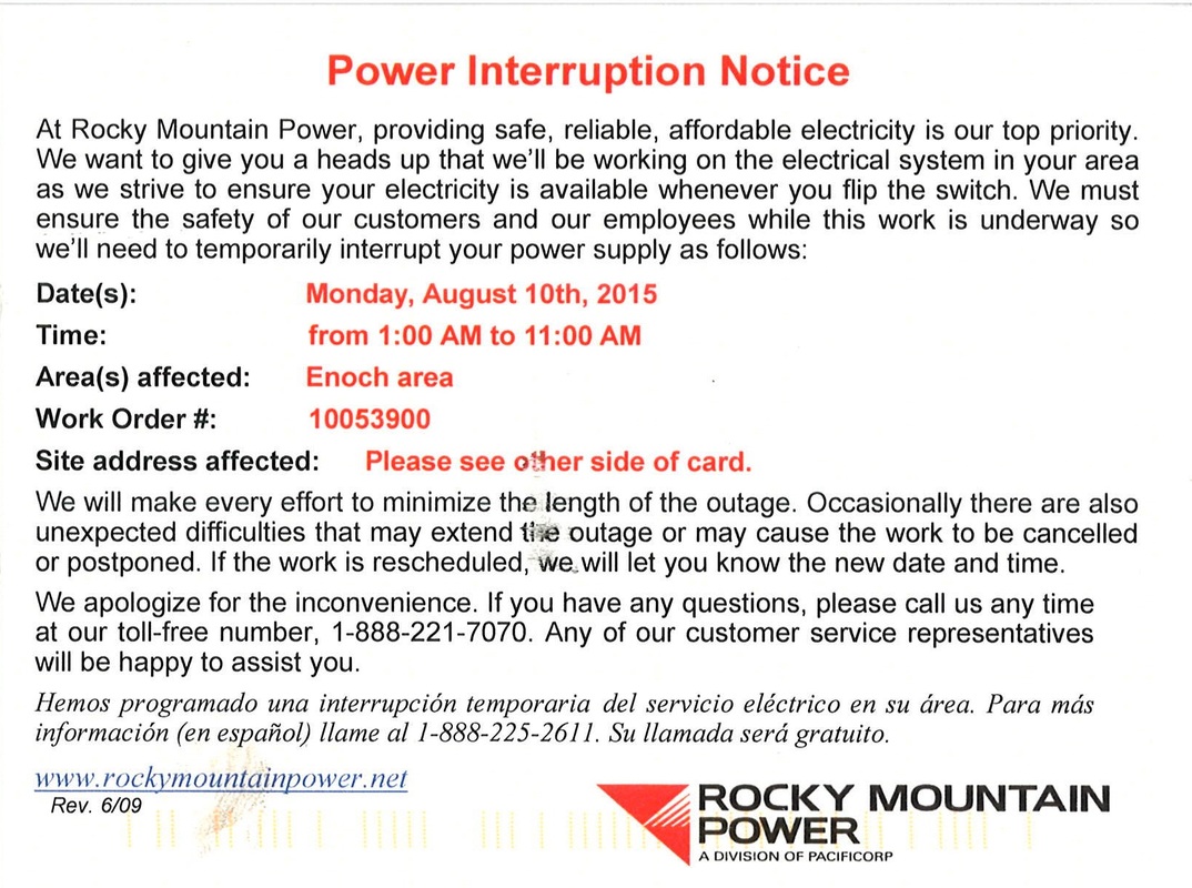 rocky mountain power utah outage